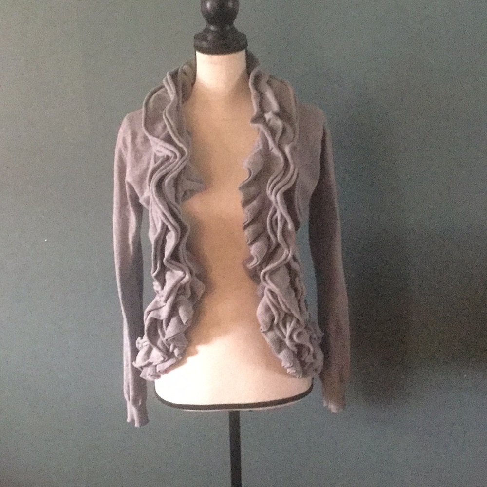 A gray cardigan